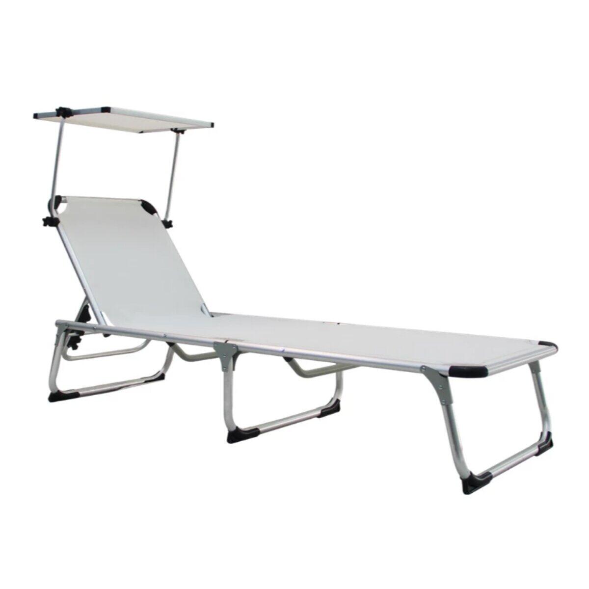 Espreguiçadeira alumínio com pala para o sol 61x188 cm branco Azur - 21