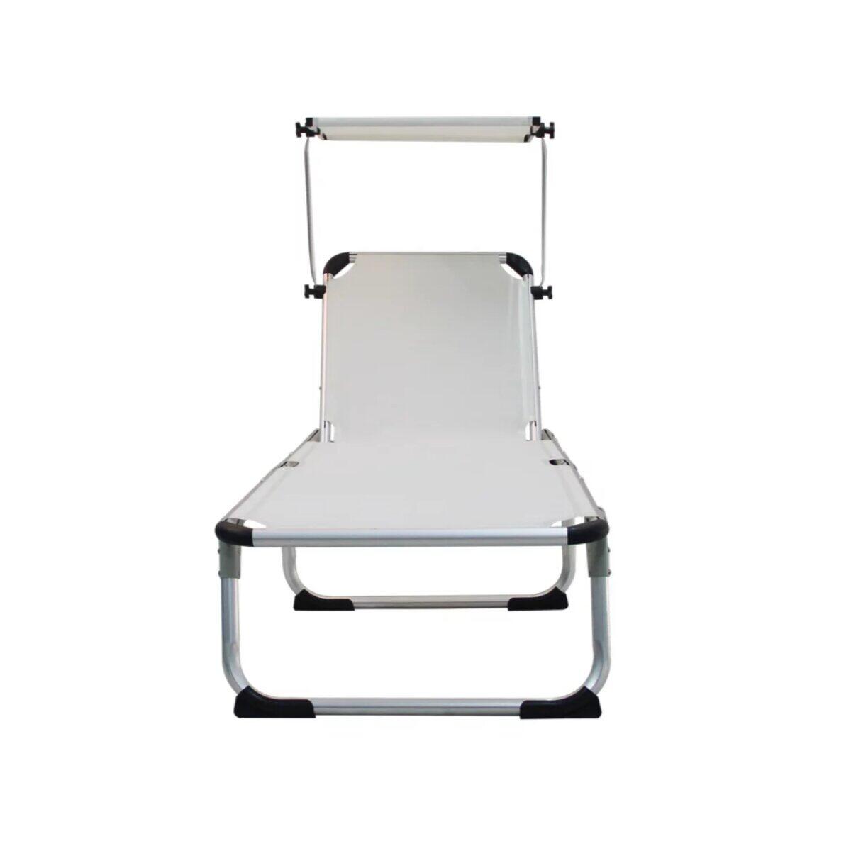 Espreguiçadeira alumínio com pala para o sol 61x188 cm branco Azur - 22