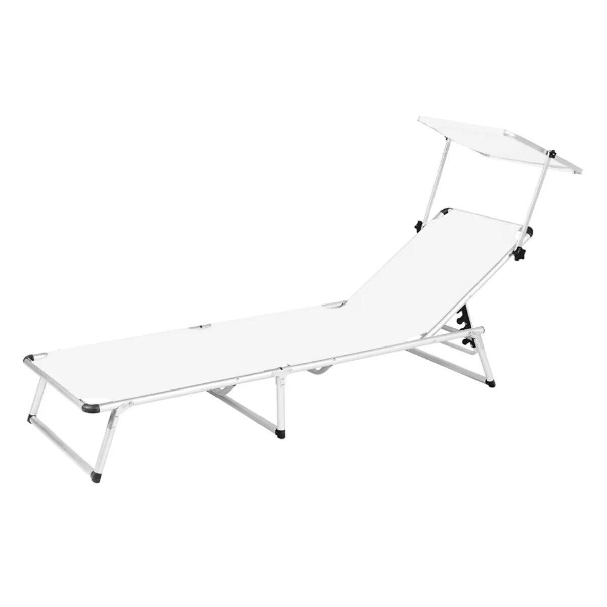 Espreguiçadeira alumínio com pala para o sol 61x188 cm branco Azur - 23