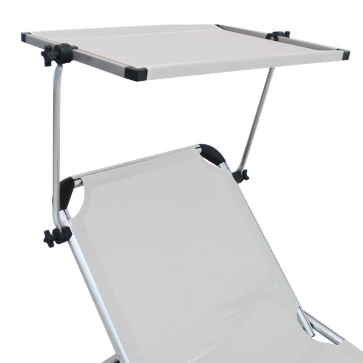 Espreguiçadeira alumínio com pala para o sol 61x188 cm branco Azur - 28