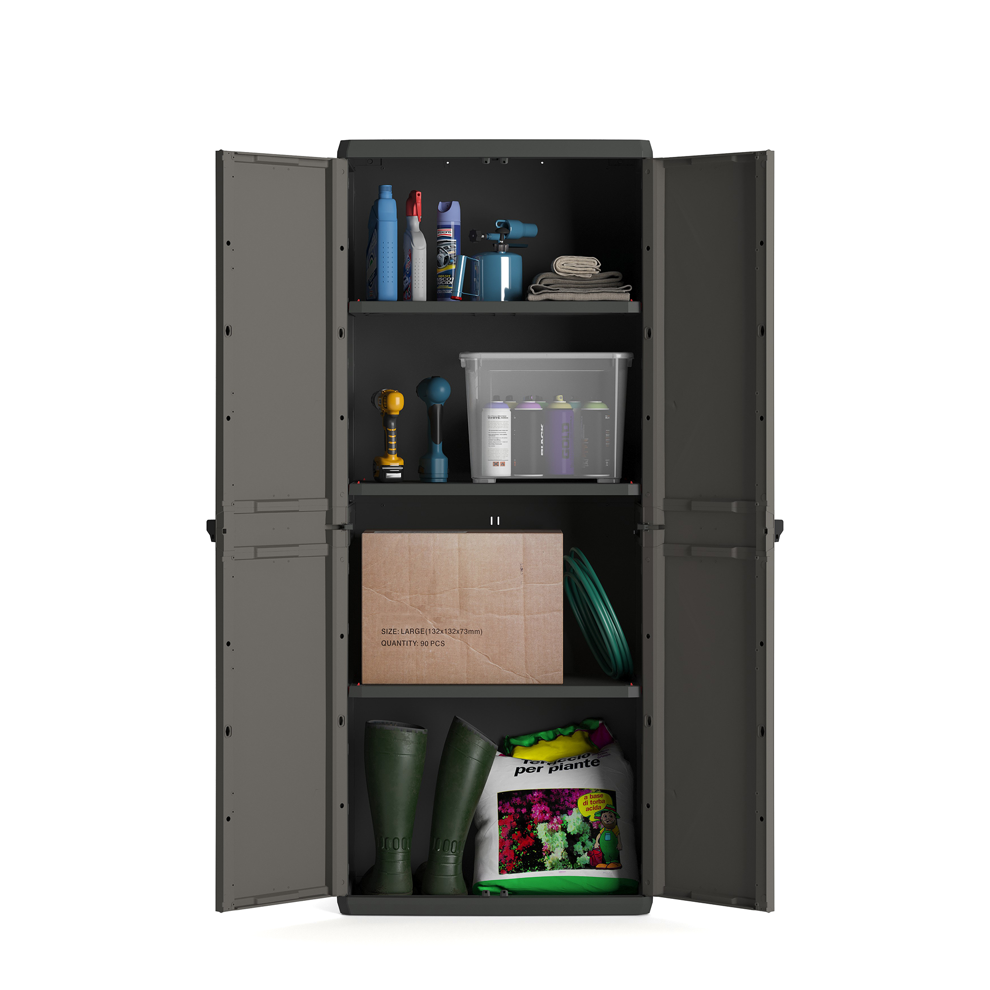 Armário alto PVC interior preto cinza 68x39x166 cm - 14