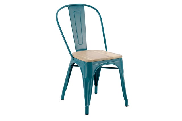 Sedia da giardino in acciaio blu Oxford, seduta in legno blu