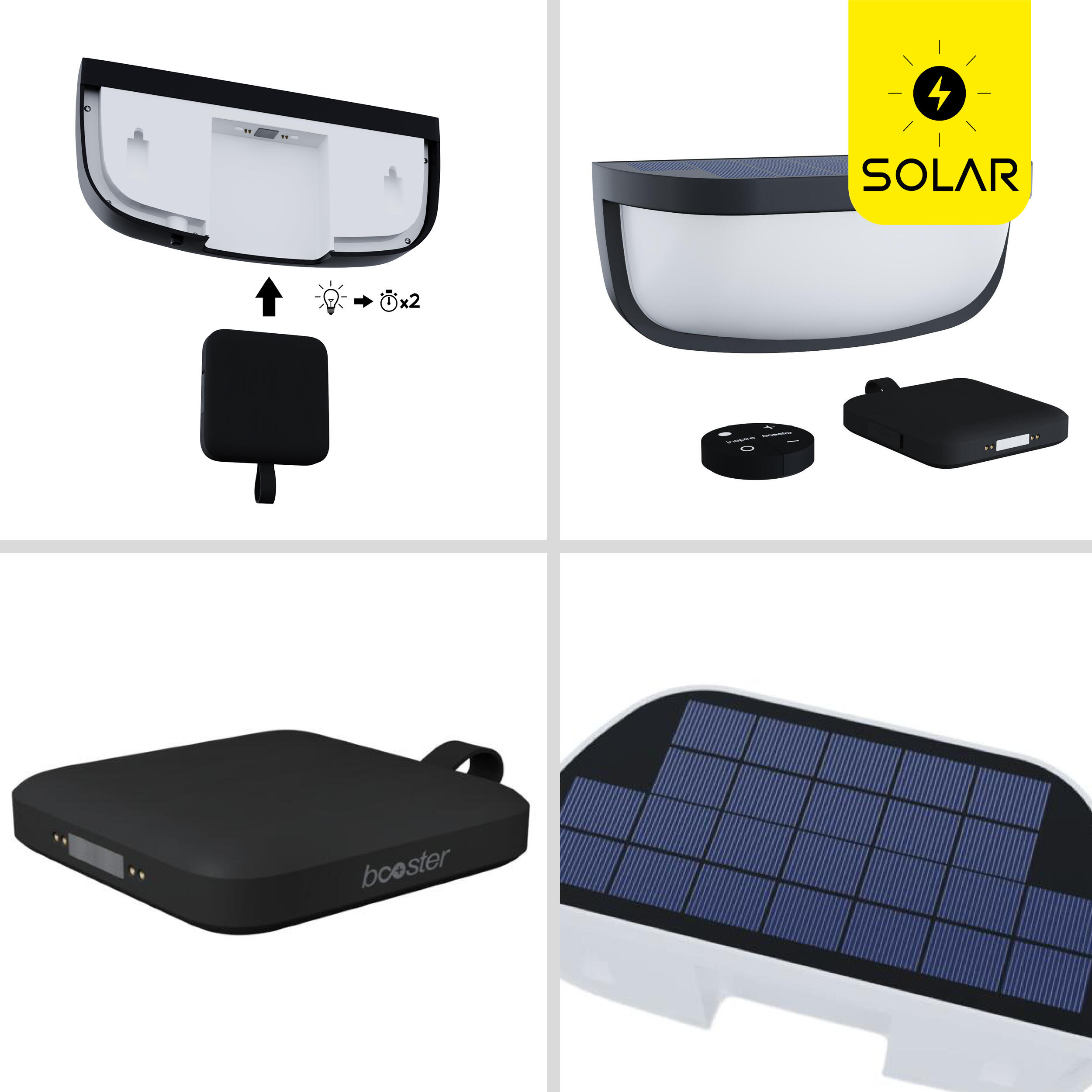 Candeeiro de parede solar 900lm IP44 27X12,3 cm preto Inspire - 7