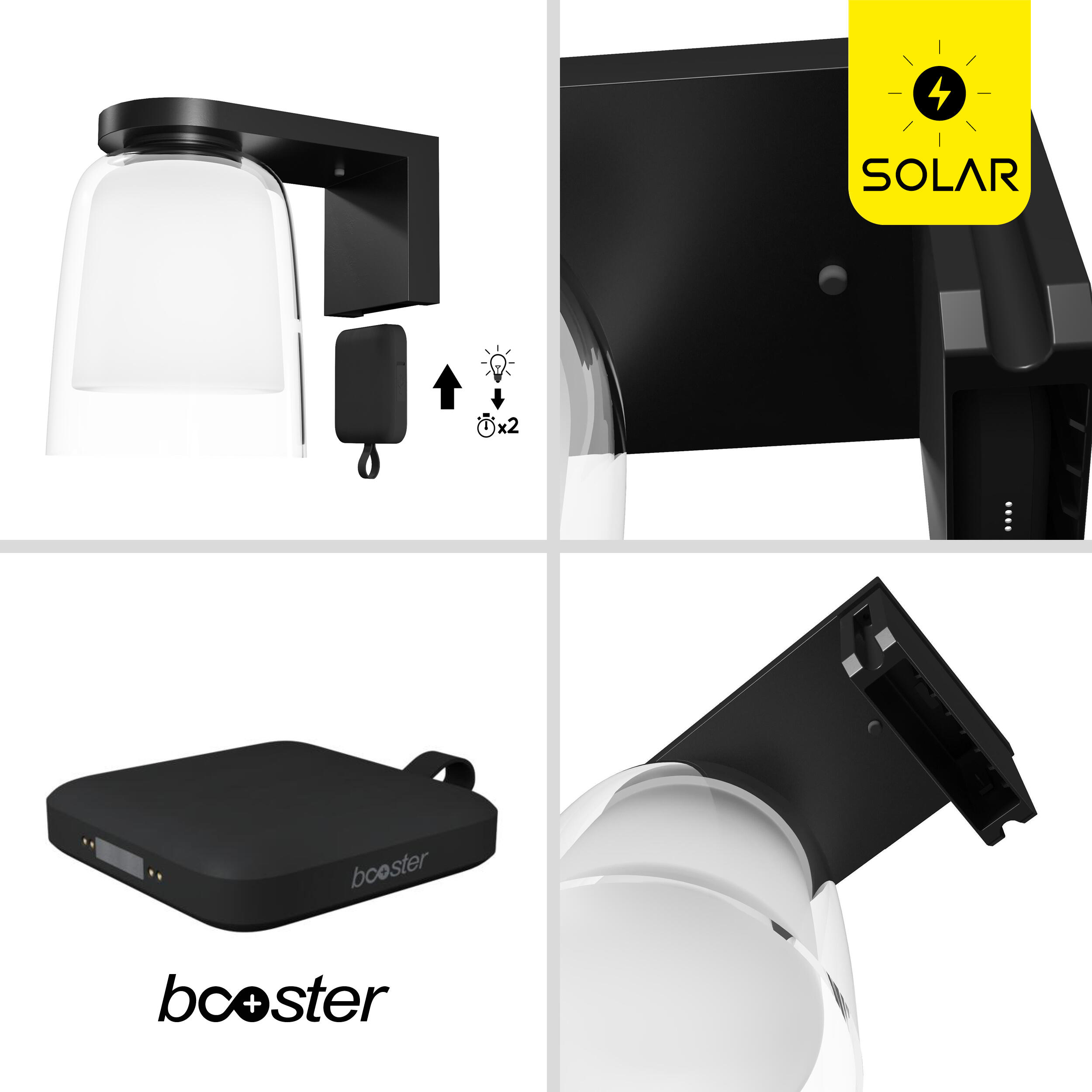 Candeeiro de parede exterior Klock Booster solar 900lm ip44 alumínio Inspire - 9