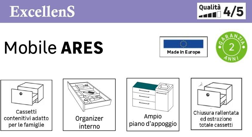 Mobile da bagno sospeso sotto lavabo L 120 cm tortora Ares - 5