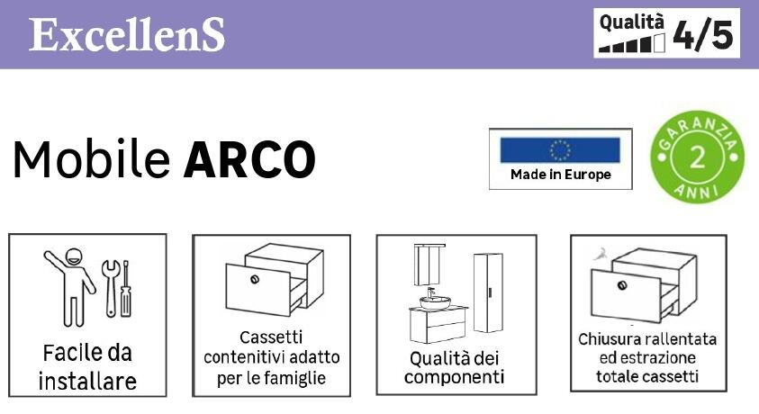 Mobile da bagno sospeso sotto lavabo L 59.5 x H 55 x P 45 cm grigio laccato opaco, 2 cassetti VISOBATH Arco - 7