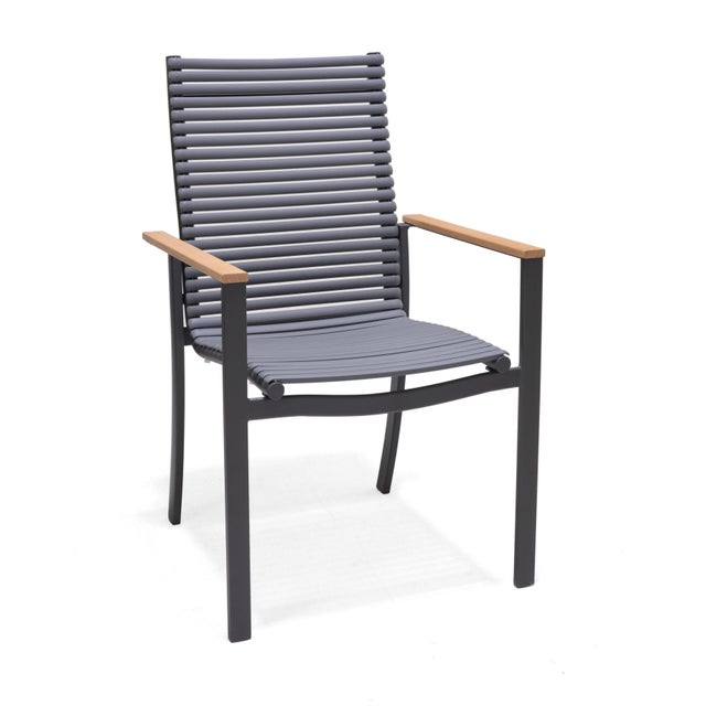 Sedia da giardino in alluminio con braccioli Dora NATERIAL, seduta in HDPE grigio