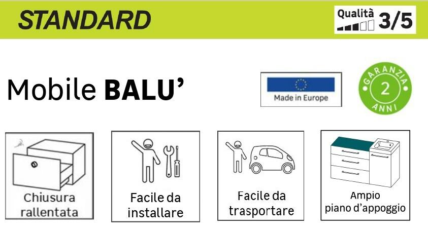 Mobile da bagno sospeso sotto lavabo L 75 x H 53 x P 49 cm bianco, 2 cassetti PELIPAL Balu - 8