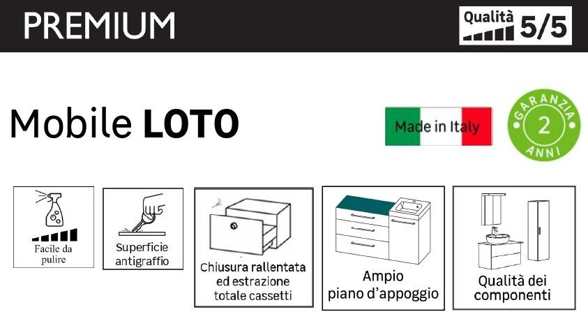 Mobile da bagno sospeso sotto lavabo L 89 x H 50 x P 45.5 cm rovere, 2 cassetti Loto - 5