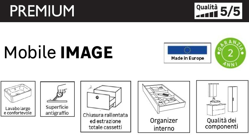 Mobile da bagno sospeso Image di Pelipal L 130 x H 48 x P 48 cm rovere bianco, 4 cassetti - 5
