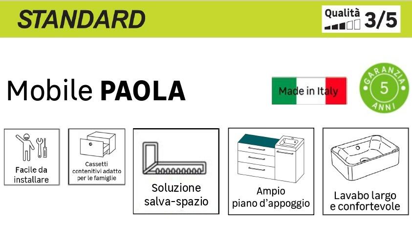 Mobile bagno da terra con lavabo L 105 x H 184 x P 33.5 cm bianco, 3 ante 2 cassetti per vasca centrale Paola - 6