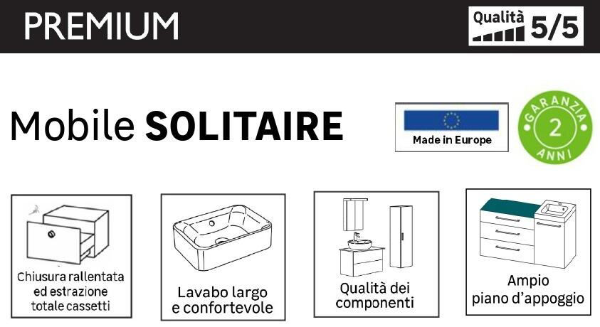 Mobile da bagno sospeso sotto lavabo L 90 x H 49 x P 22 cm, 2 cassetti PELIPAL Solitaire - 2