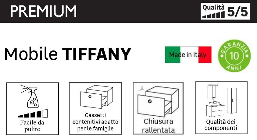 Mobile da bagno sospeso sotto lavabo L 74 x H 55 x P 46 cm bianco laccato opaco, 2 cassetti BADEN HAUS Tiffany - 4