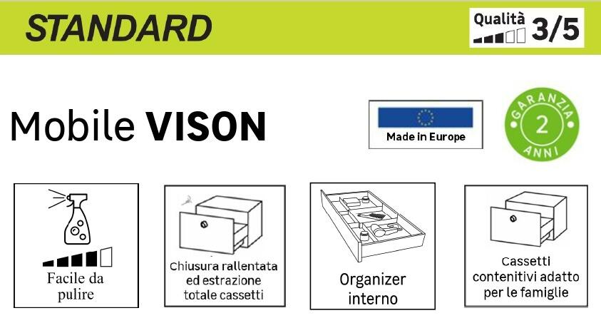 Mobile da bagno sospeso sotto lavabo L 60 x H 55 x P 45 cm betulla laccato opaco, 2 cassetti VISOBATH Vision - 6