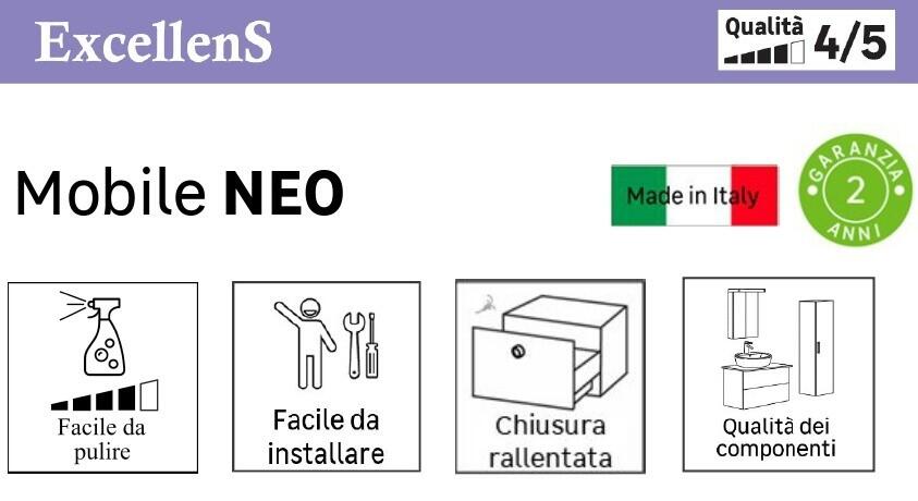 Mobile da bagno a terra L 60 x H 84 x P 48 cm lucido, 3 cassetti SENSEA Neo Line - 4