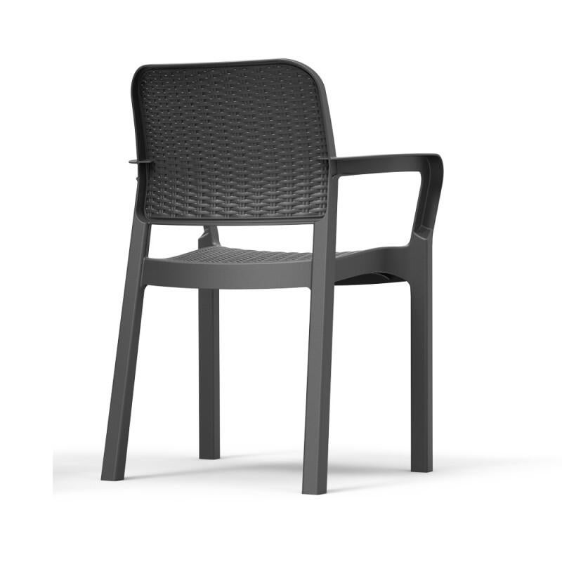 Sedia da giardino con braccioli Bella KETER, struttura e seduta in polipropilene antracite - 5