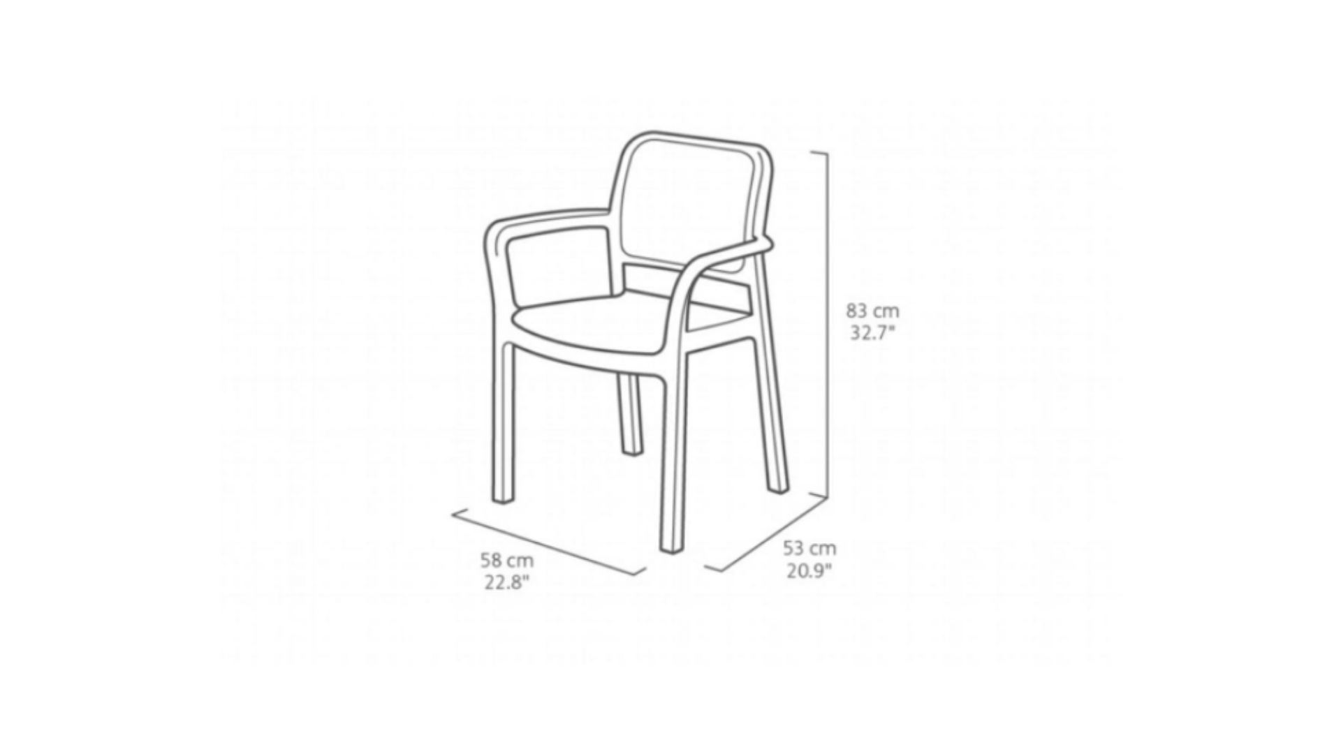 Sedia da giardino con braccioli Bella KETER, struttura e seduta in polipropilene antracite - 9