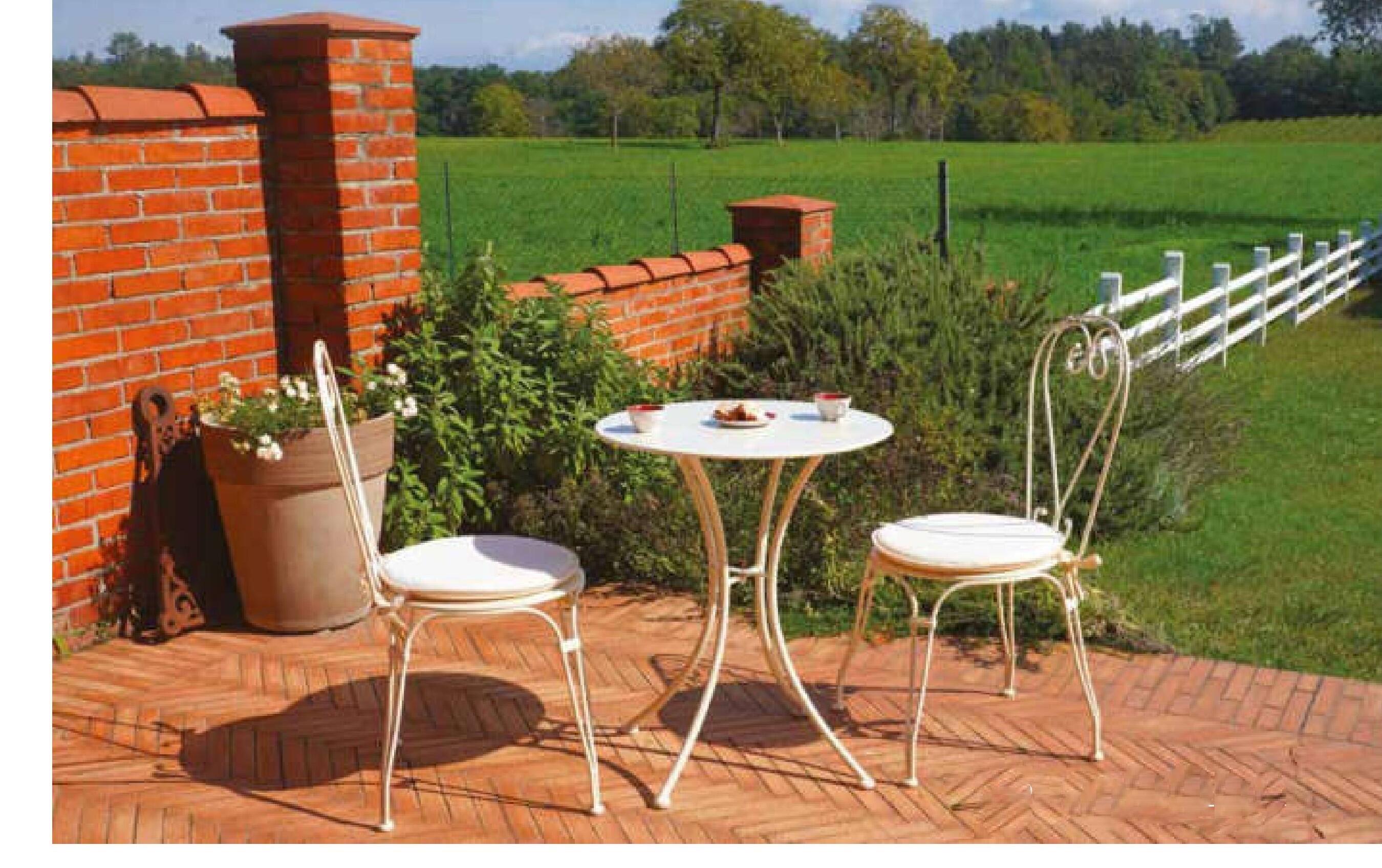 Sedia da giardino in ferro Sirmione, seduta bianca L 46 x H 90 x P 55 cm - 2
