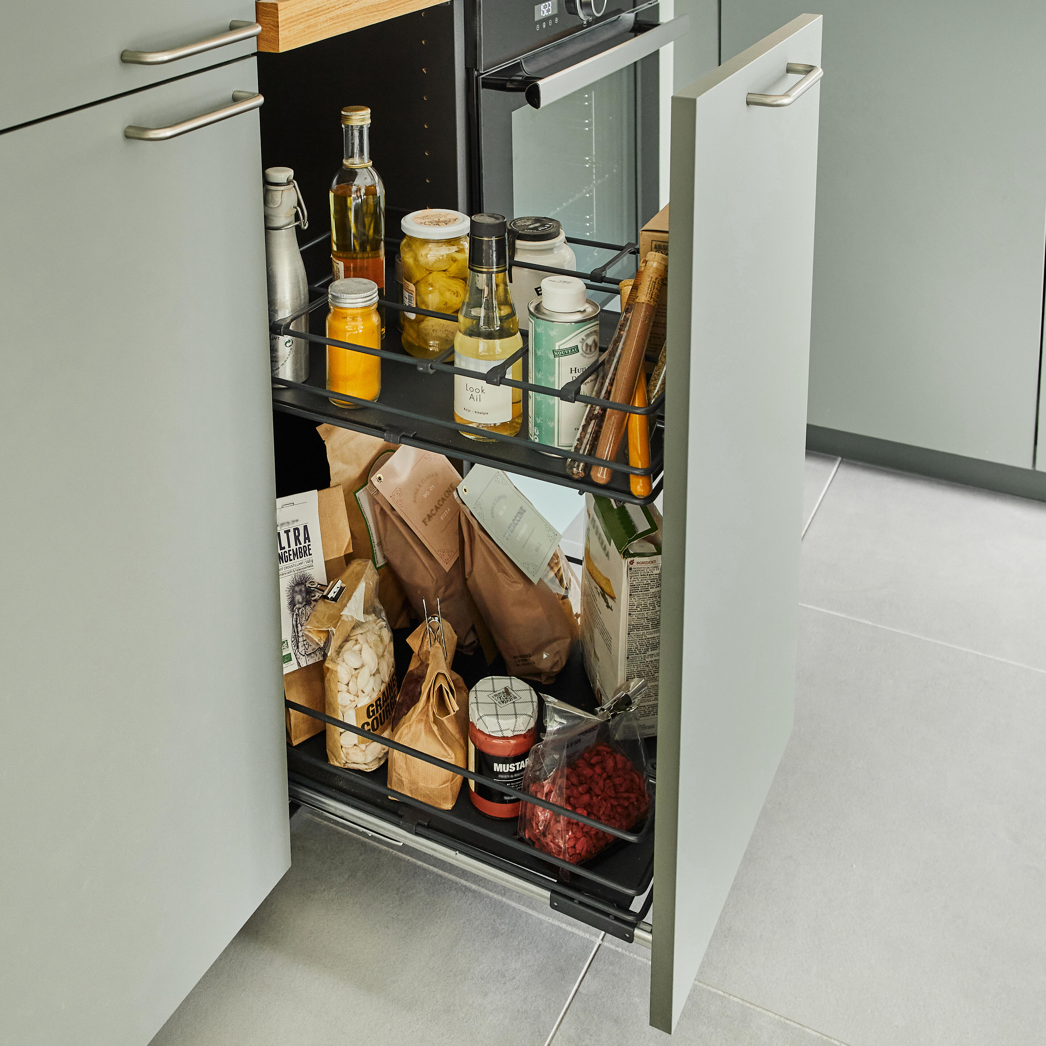 Rangement coulissant, 2 paniers pour meuble l.40 cm / colonne l. 40 cm - 5