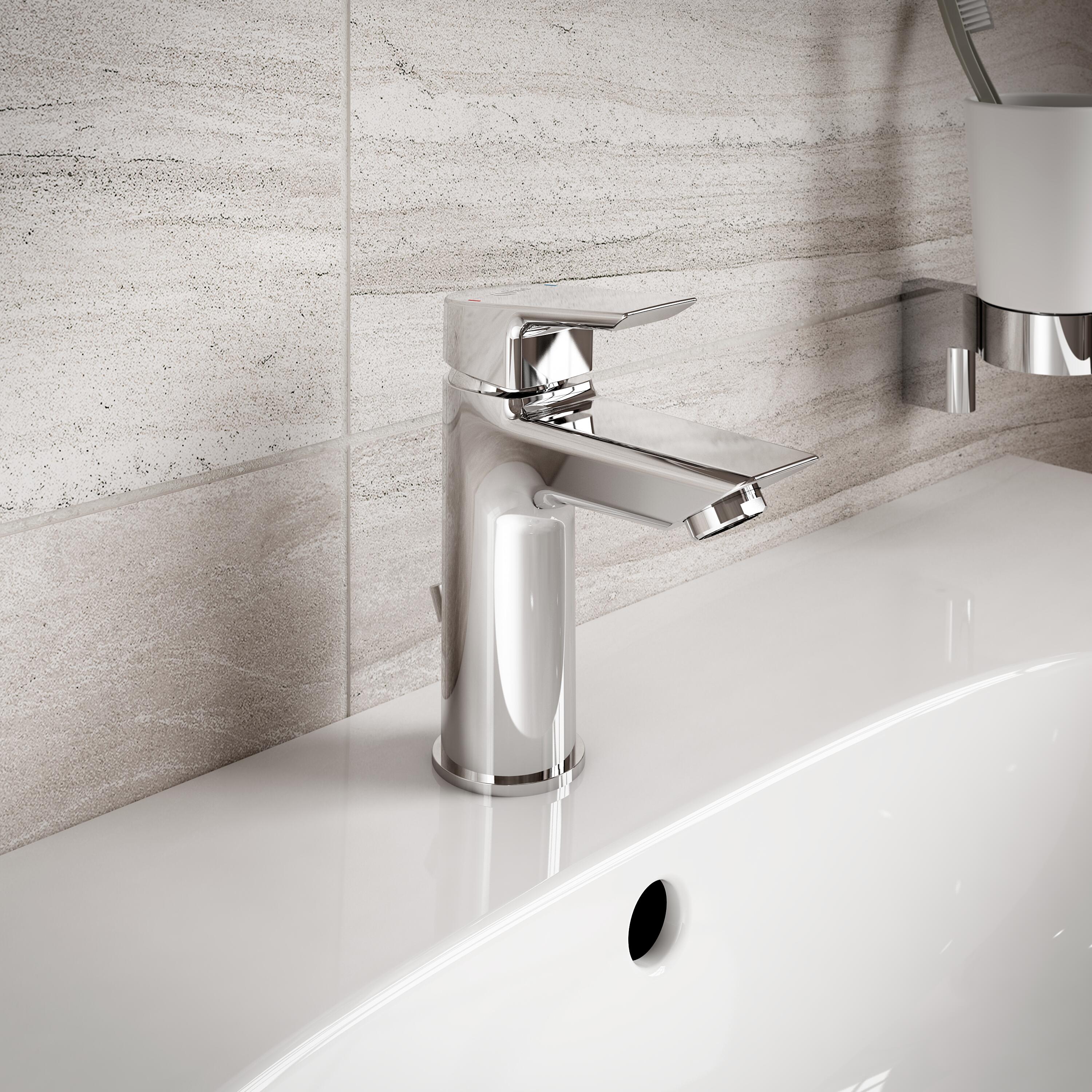 Rubinetto per lavabo a canna media getto laminare cristallino Ceramix cromo lucido - 2