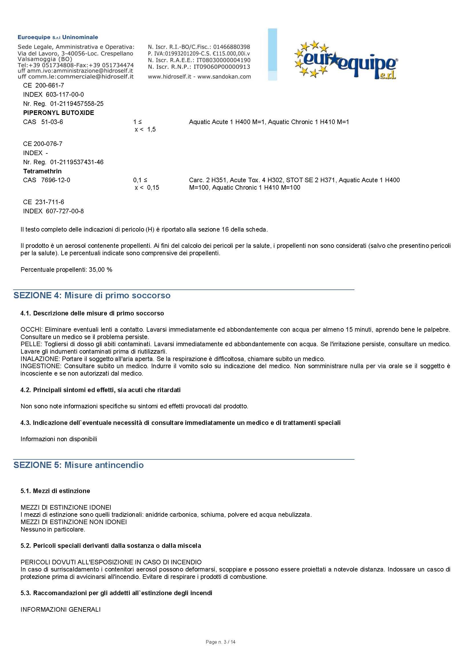 Insetticida spray per mosche e zanzare SANDOKAN 300 ml - 6