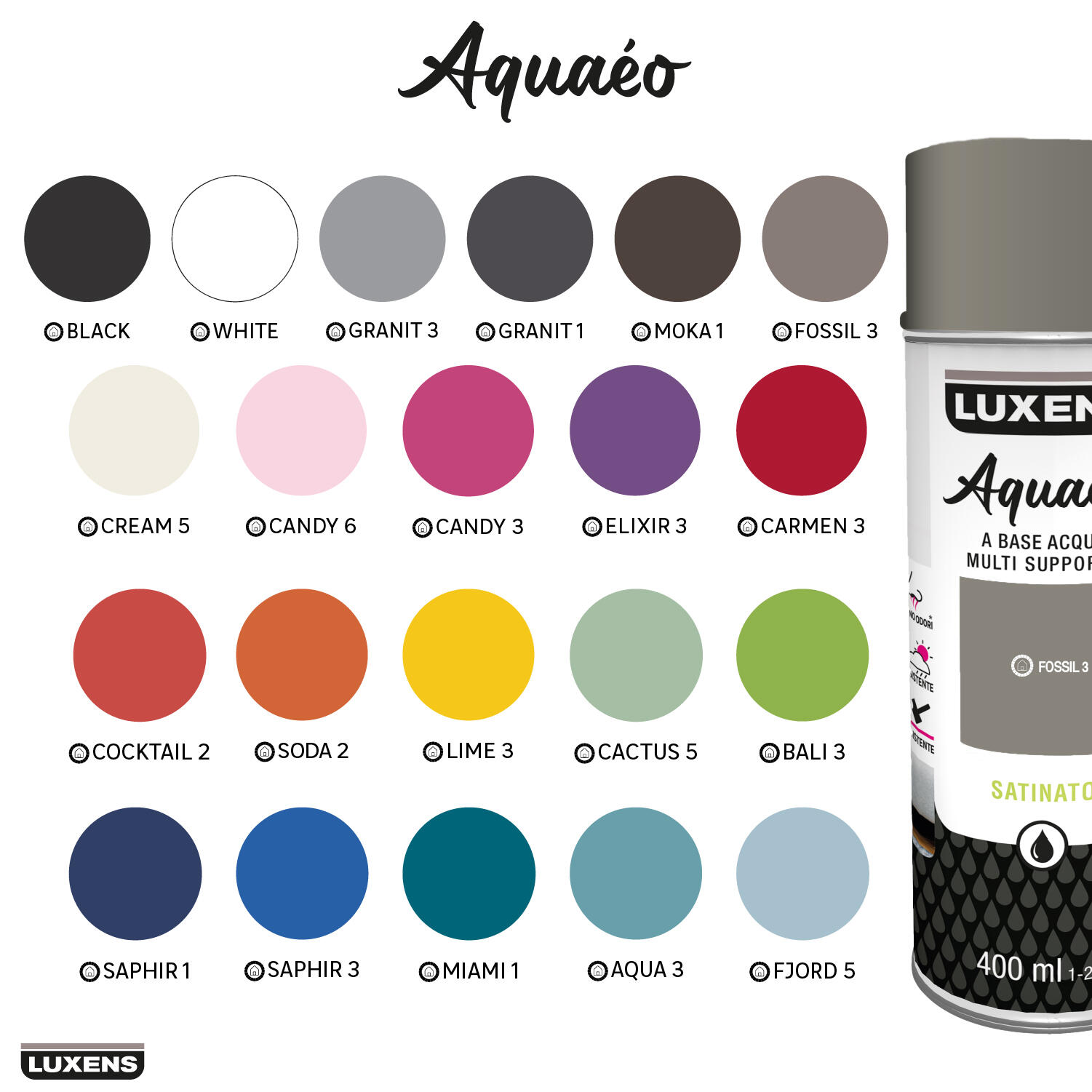 Smalto spray LUXENS Aquaéo base acqua bianco satinato 0.4 L - 6