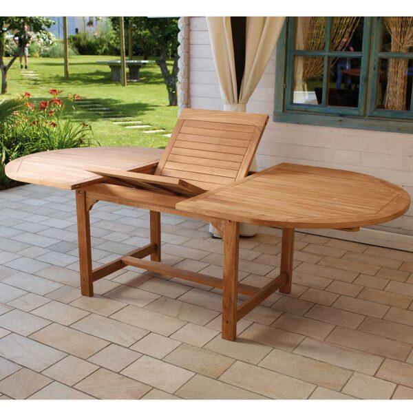 Tavolo da giardino allungabile in teak naturale per 6 persone 180/240x120cm - 5