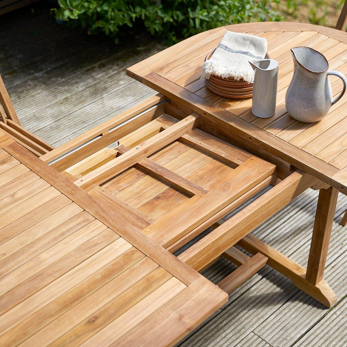 Tavolo da giardino allungabile in teak naturale per 6 persone 180/240x120cm - 10