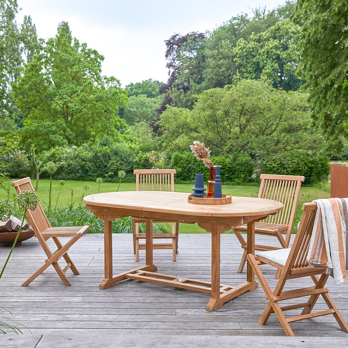 Tavolo da giardino allungabile in teak naturale per 6 persone 180/240x120cm - 4