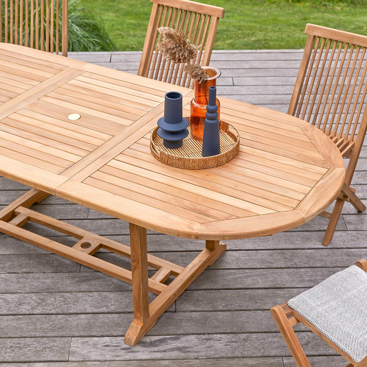 Tavolo da giardino allungabile in teak naturale per 6 persone 180/240x120cm - 3