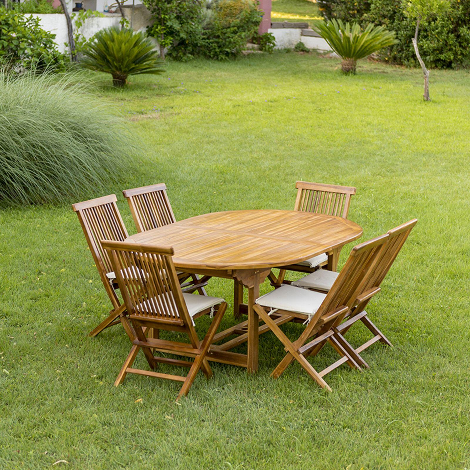 Tavolo da giardino allungabile in teak naturale per 6 persone 180/240x120cm - 2