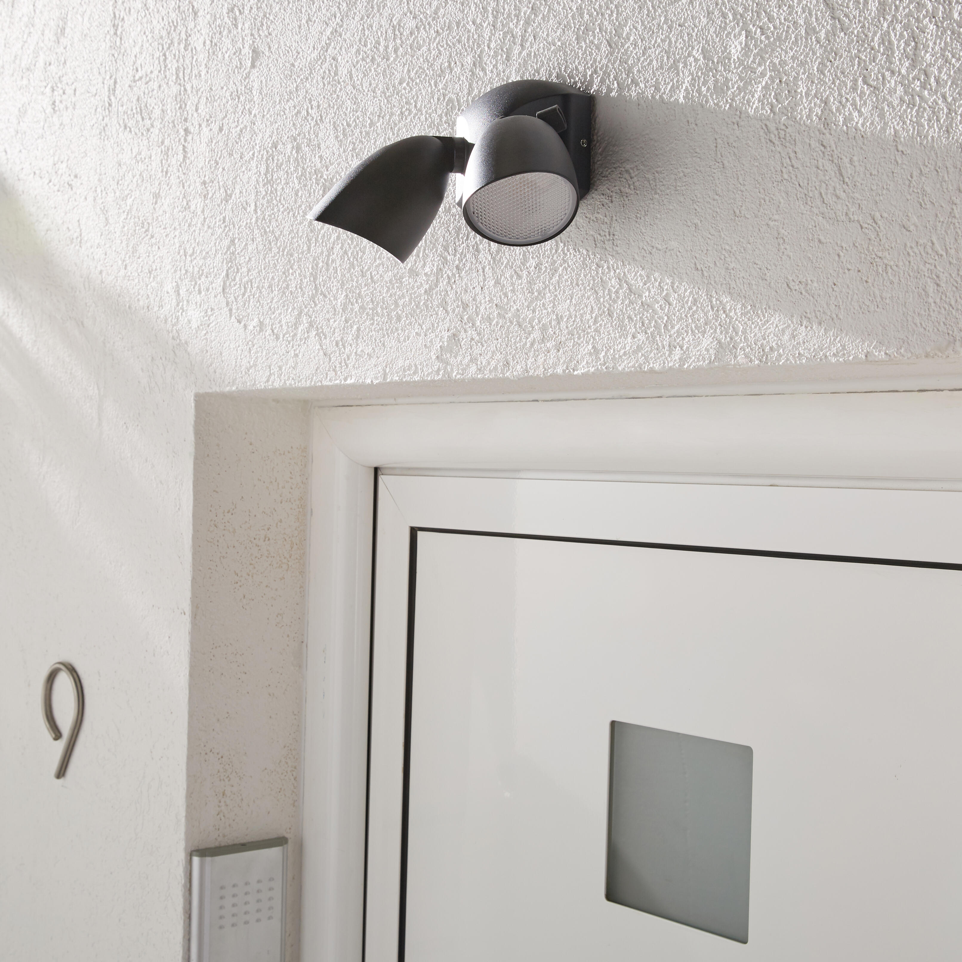 Applique LED moderno da esterno Deltona doppia luce nero IP54, INSPIRE - 3