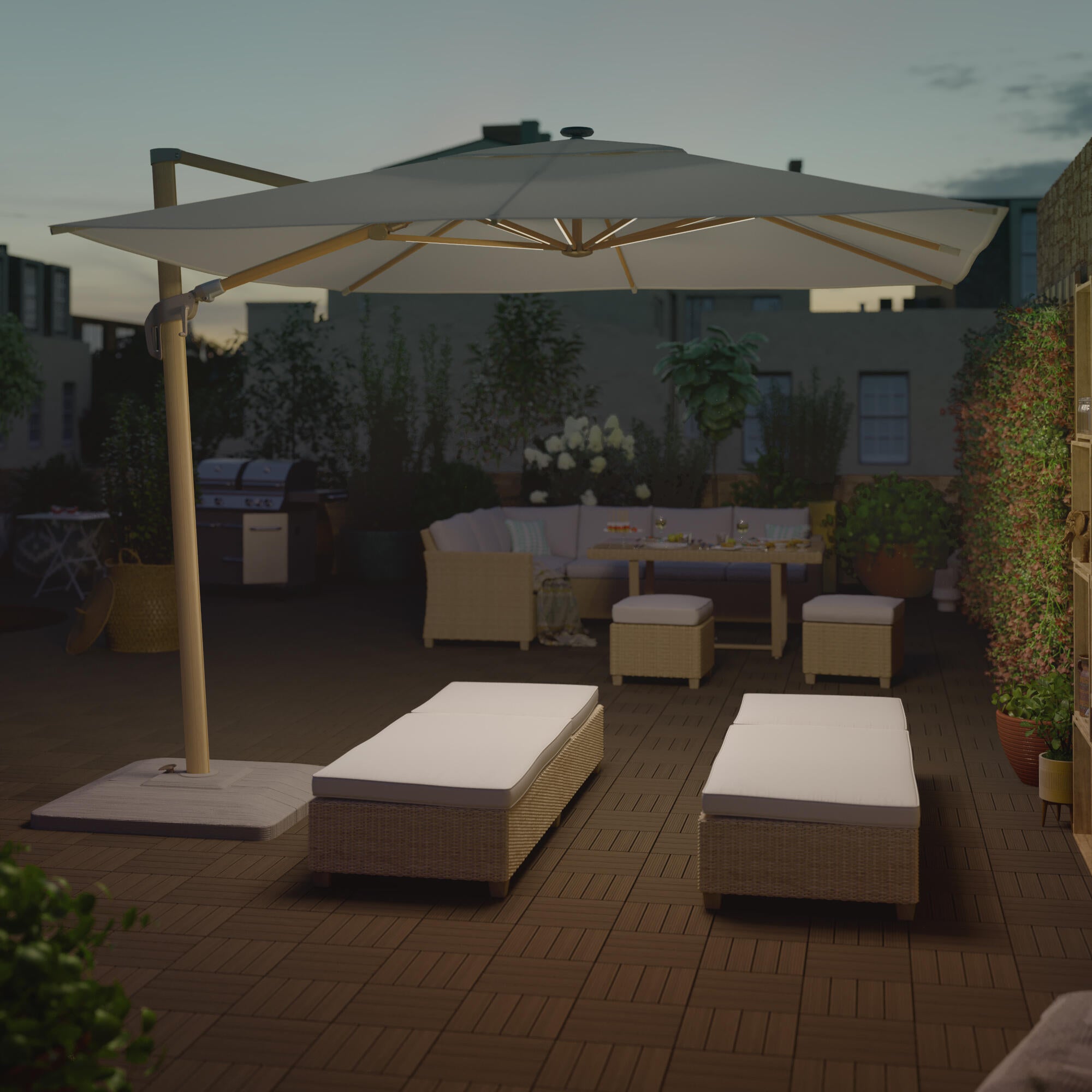 Conjunto jardim relax sofá e mesa bege 7 pessoas Medena Naterial - 4