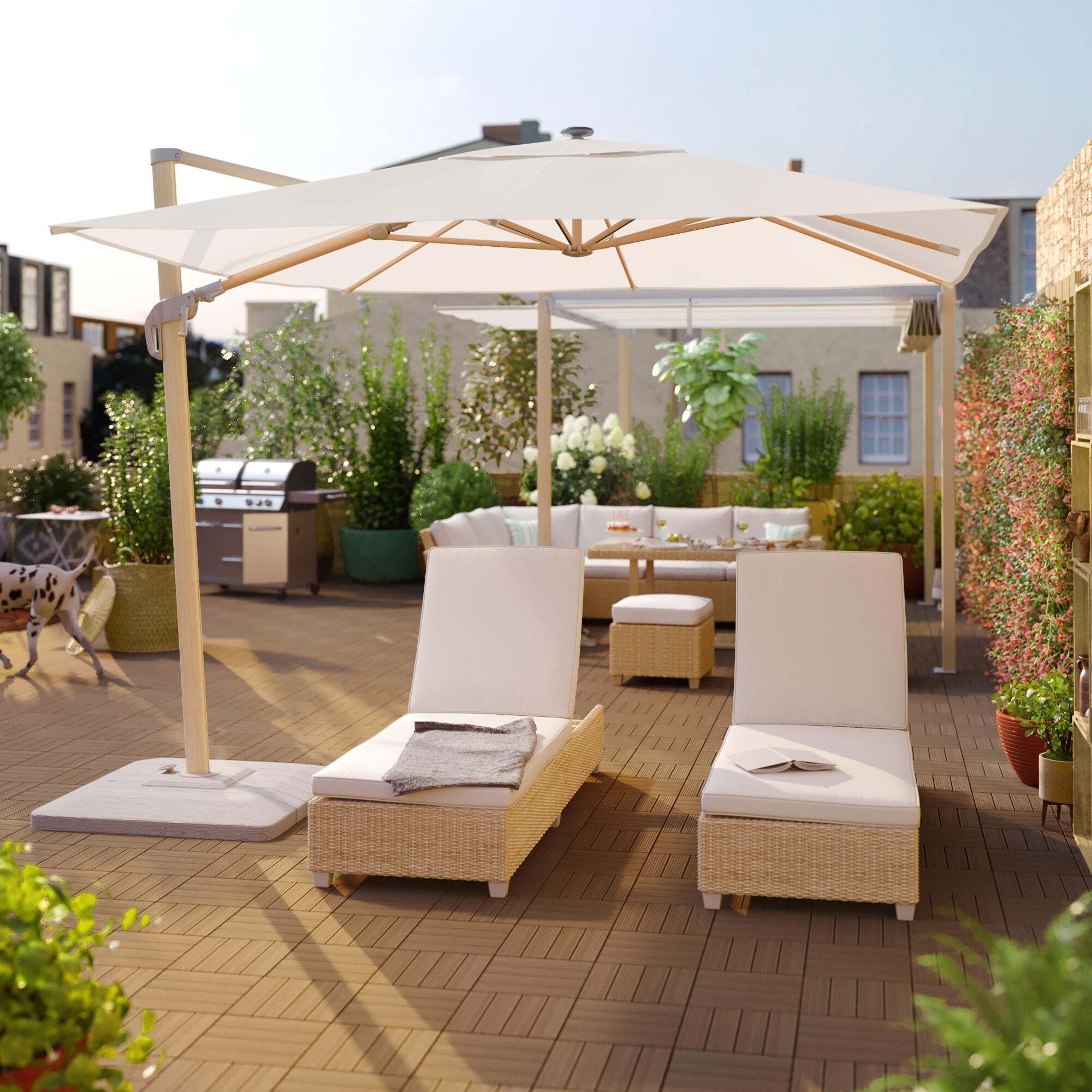 Conjunto jardim relax sofá e mesa bege 7 pessoas Medena Naterial - 5