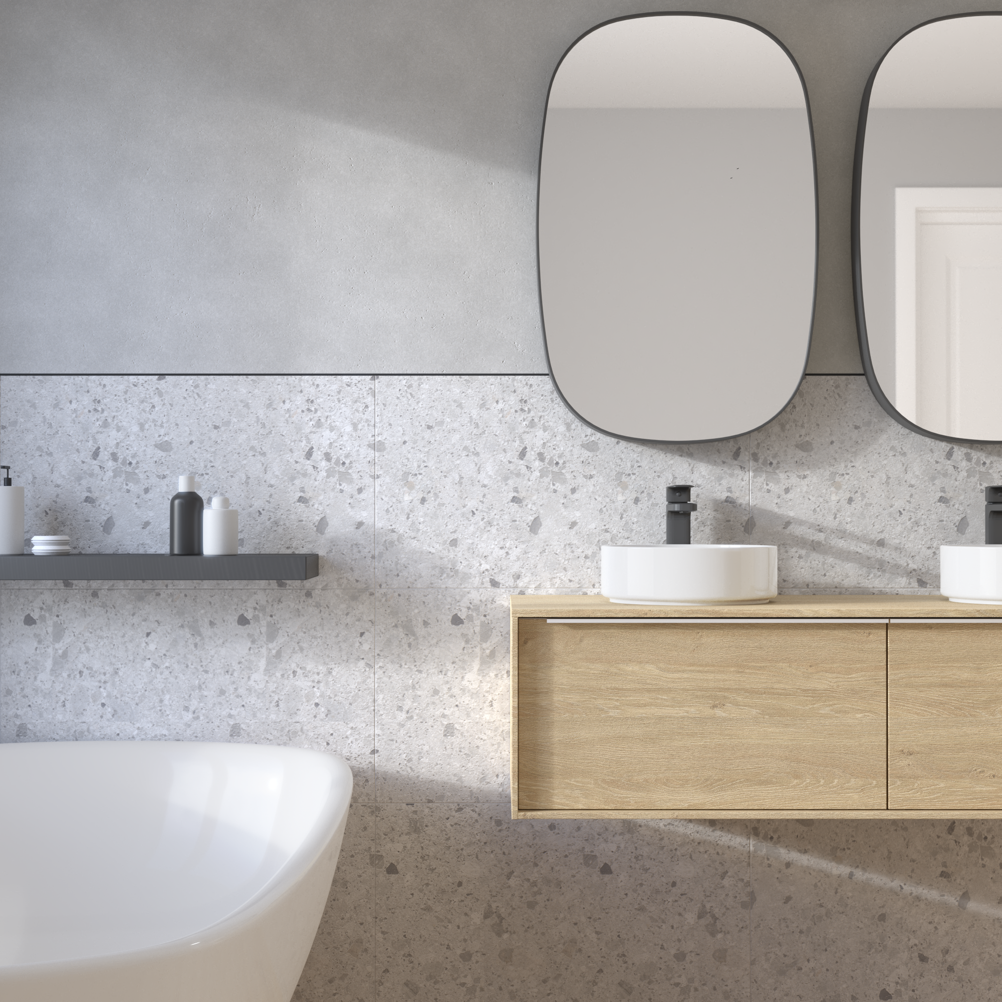 Revestimiento de pared decorativo efecto terrazo de PVC Artens Renowterrazo gris de 70x40cm - 3