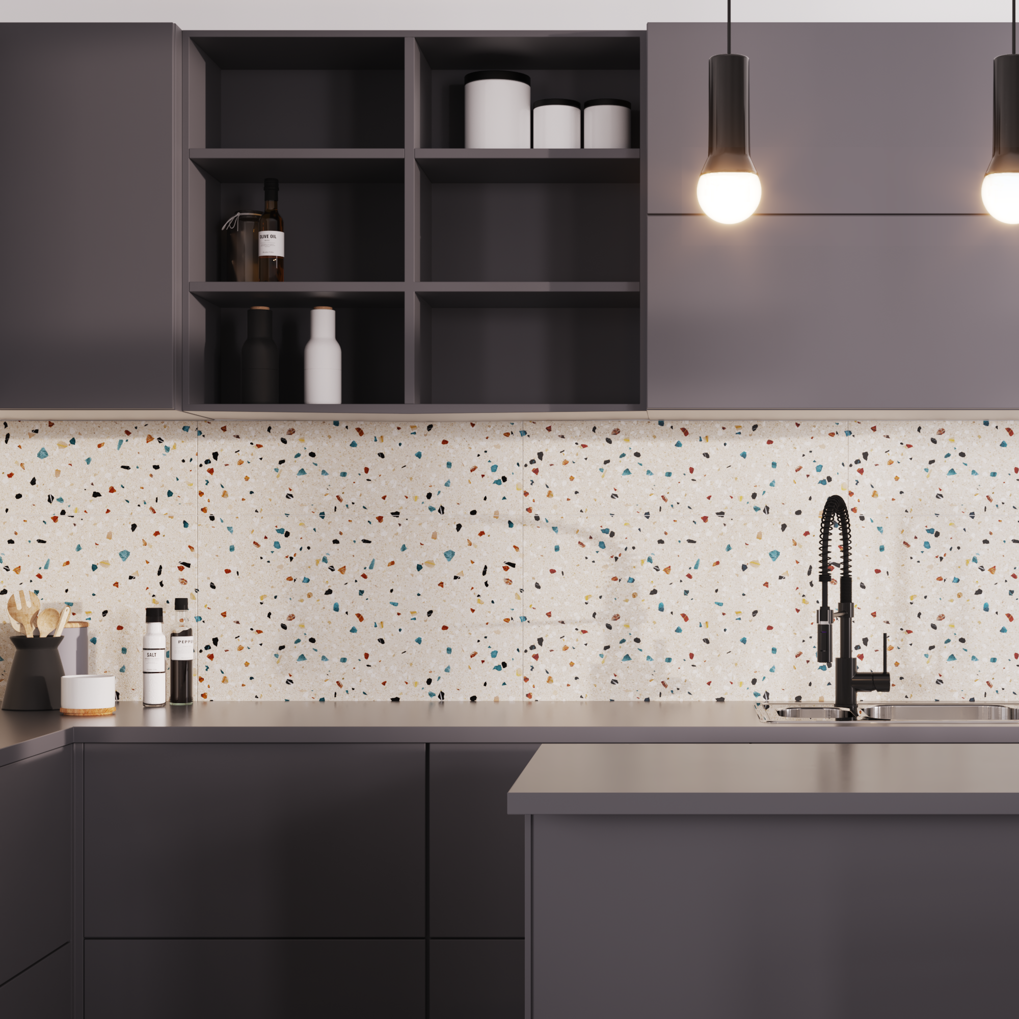 Dalle murale PVC effet terrazzo RENOWALL ARTENS, L.70 x l.40 cm, Ep.4.2 mm - 4