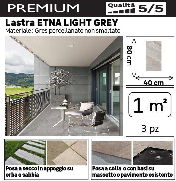 Lastra di cemento Etna in gres naturale grigio L 80 x L 40 cm, spessore 20 mm - 17