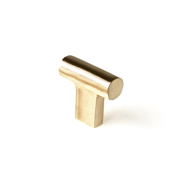 POMO TIRADOR DE MUEBLE METÁLICO FORMA T LATONADO VINTAGE 