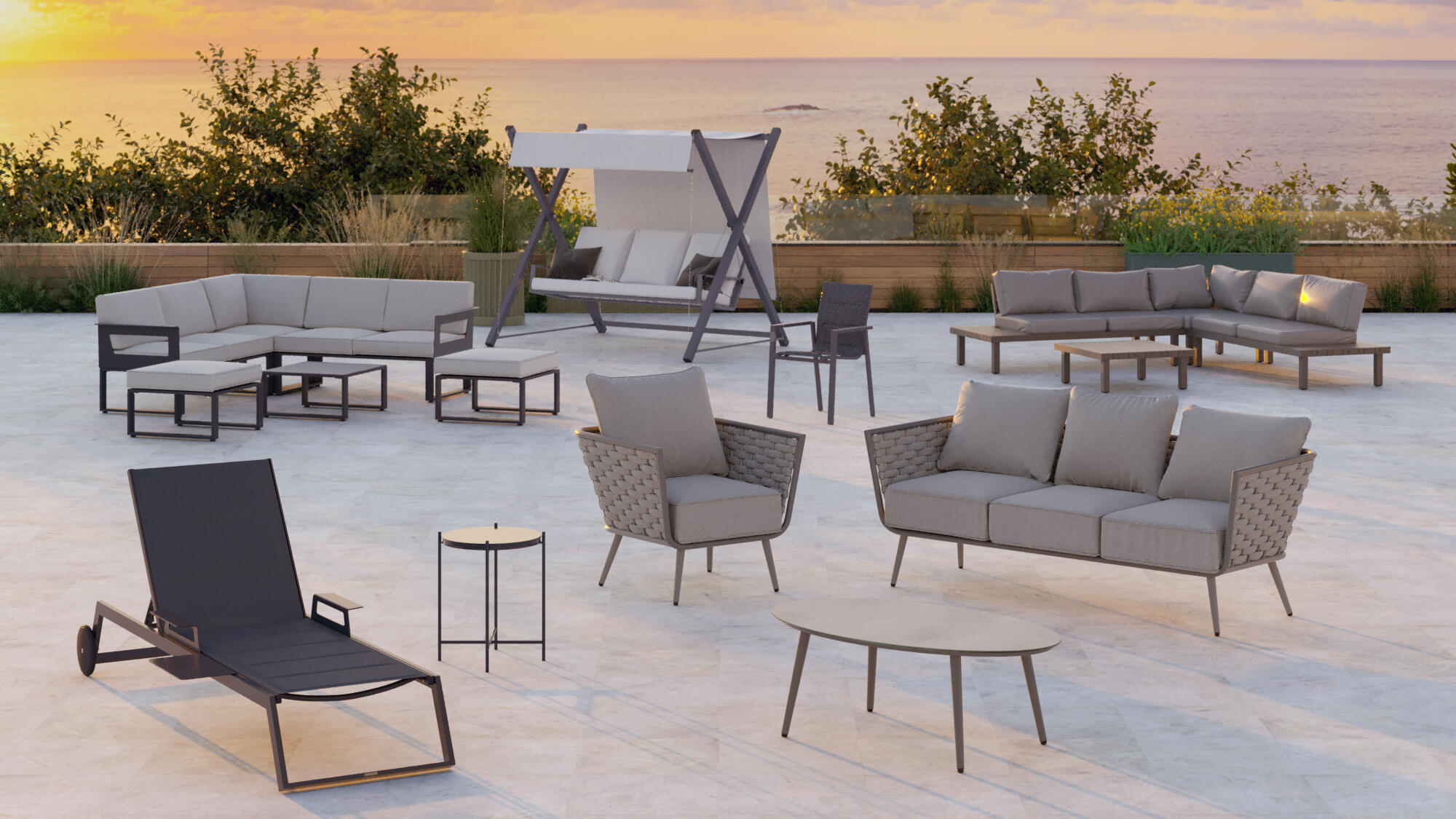 Meble ogrodowe zestaw Odyssea szare Naterial - 7