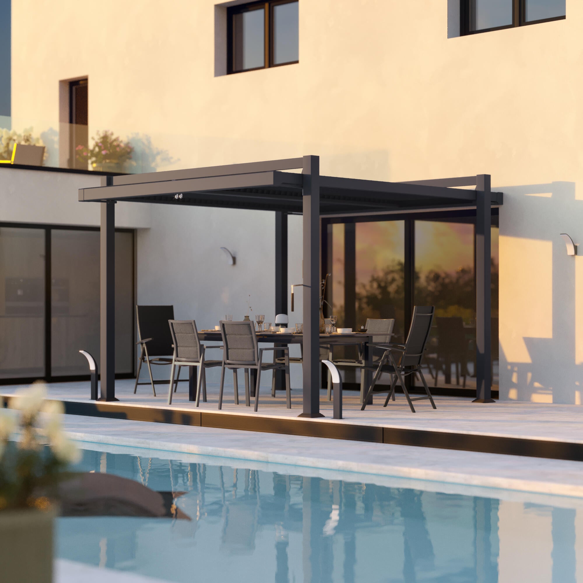 Pérgola de alumínio NATERIAL PERSEA ANTRACITE 3,2X3,6M - 14