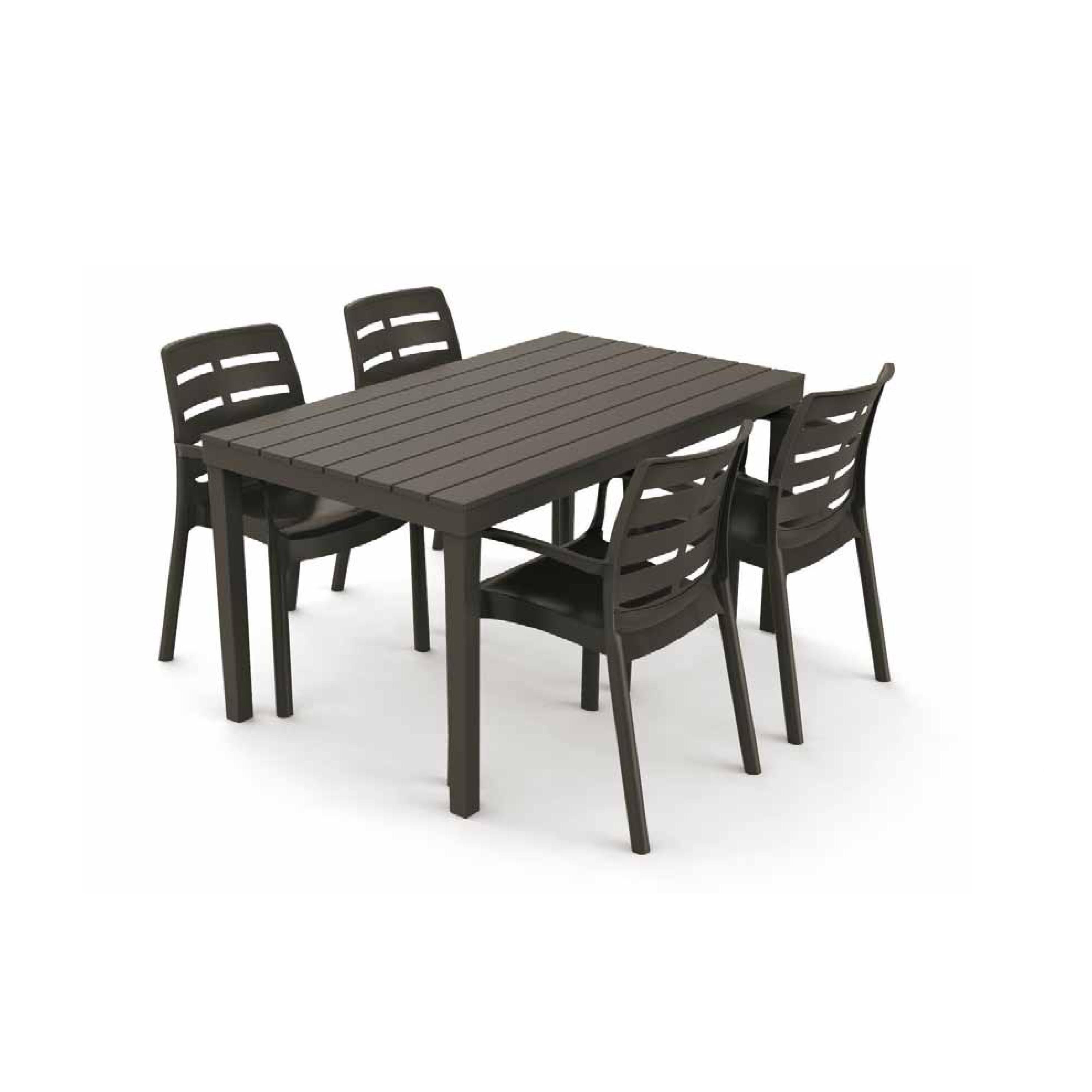 Tavolo da pranzo per giardino Sumatra struttura e superficie in resina antracite per 6 persone 138x78cm - 4