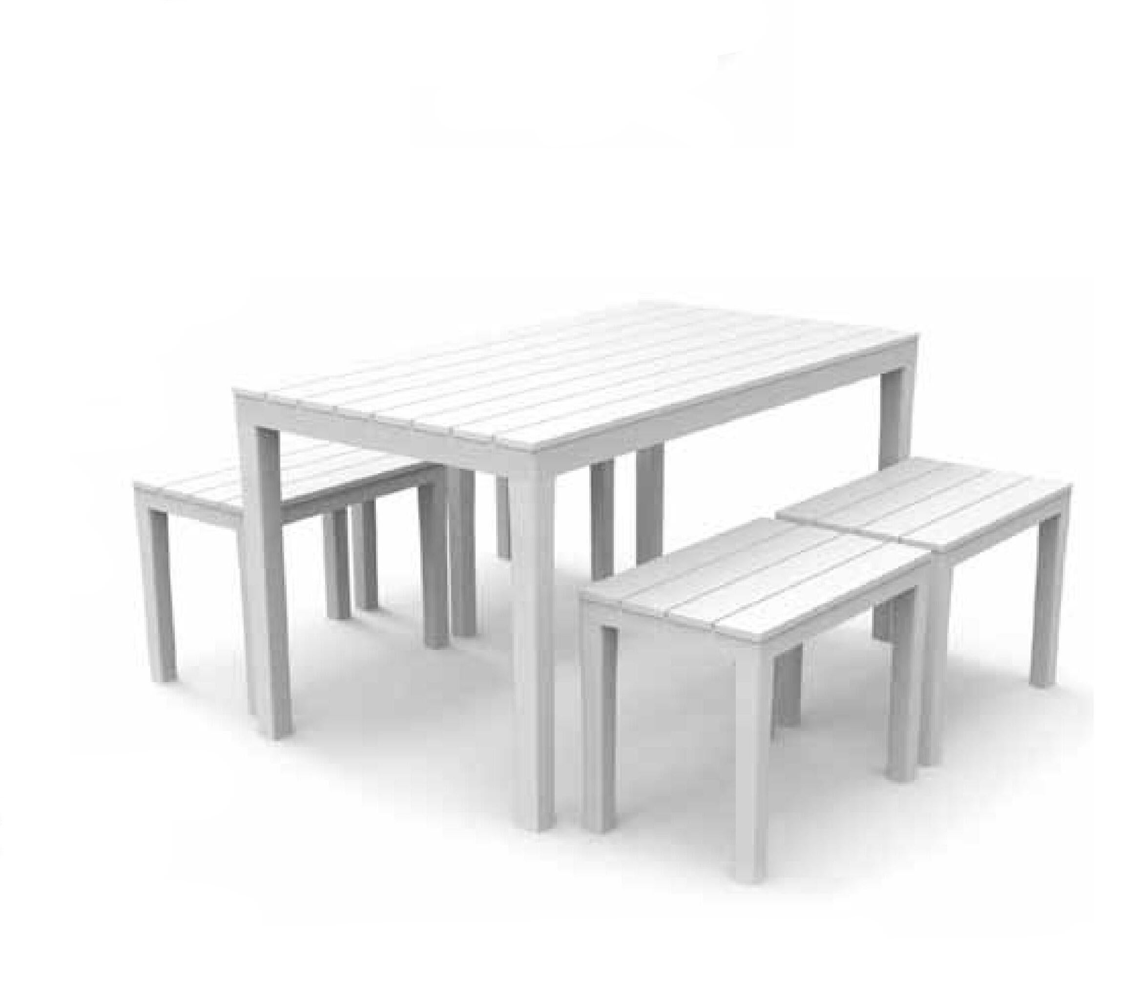 Tavolo da pranzo per giardino Sumatra struttura e superficie in Resina  bianco per 6 persone 138x80cm - 3