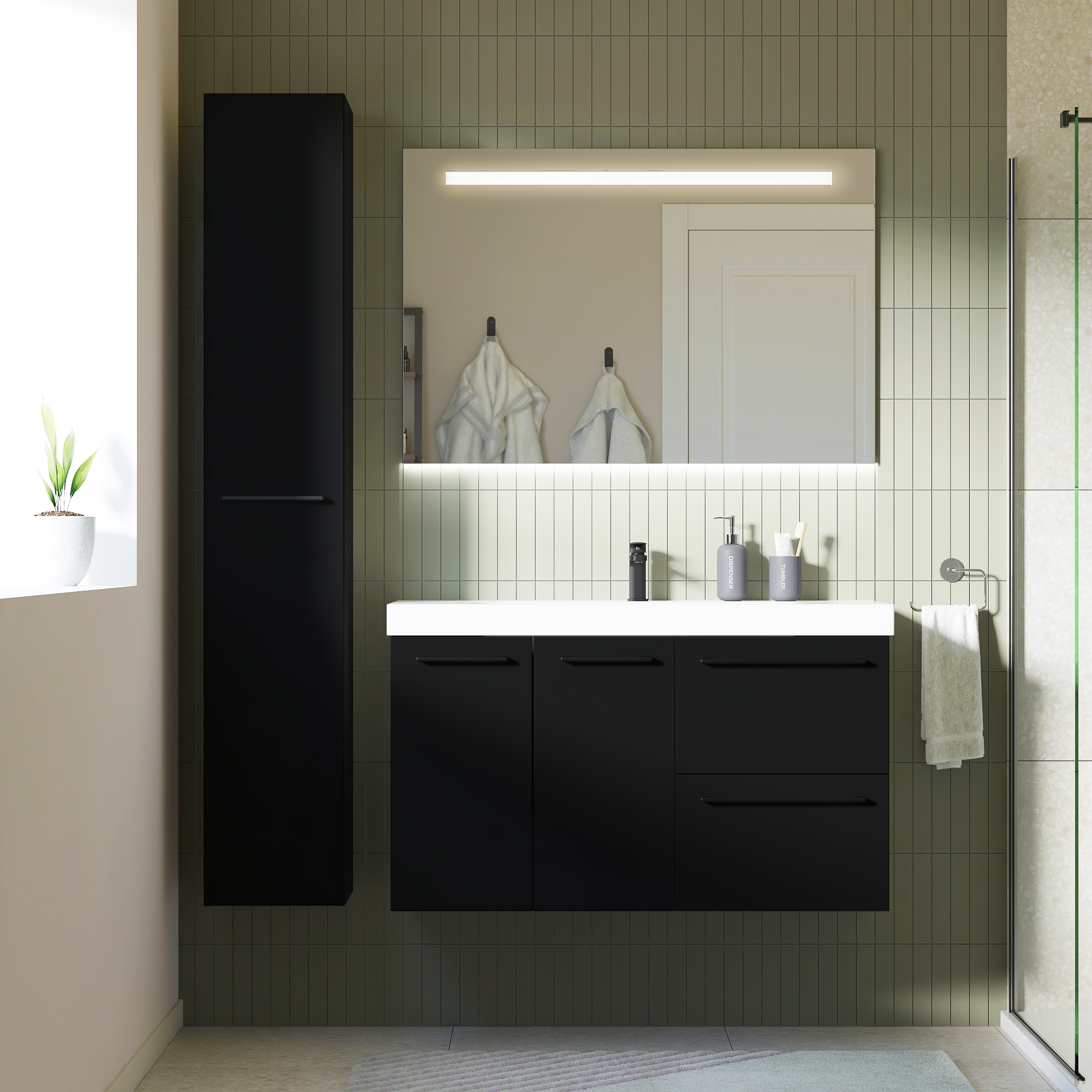 Drzwi do mebli łazienkowych Remix Black Mat 30 x 173 Sensea - 5