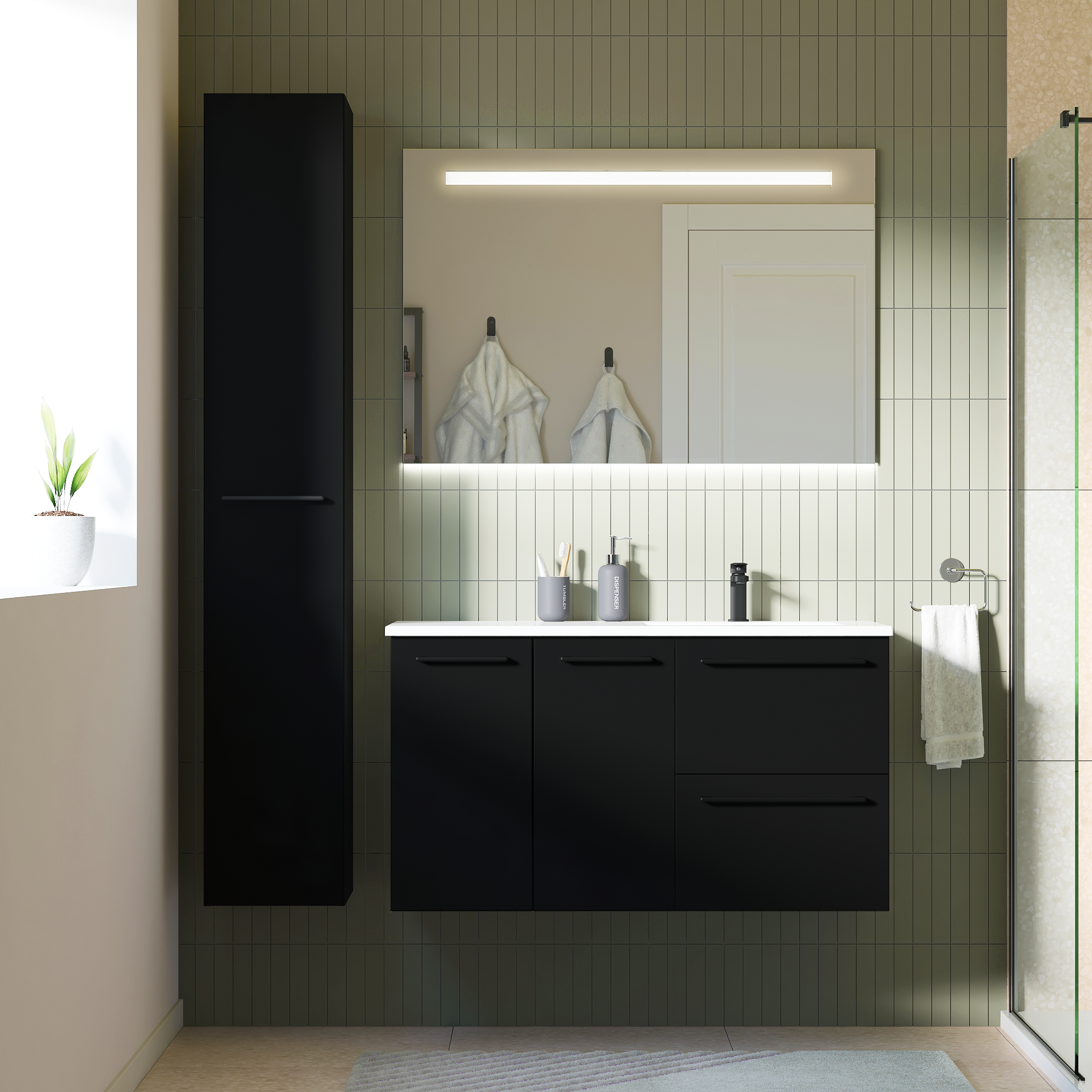 Drzwi do mebli łazienkowych Remix Black Mat 30 x 173 Sensea - 4