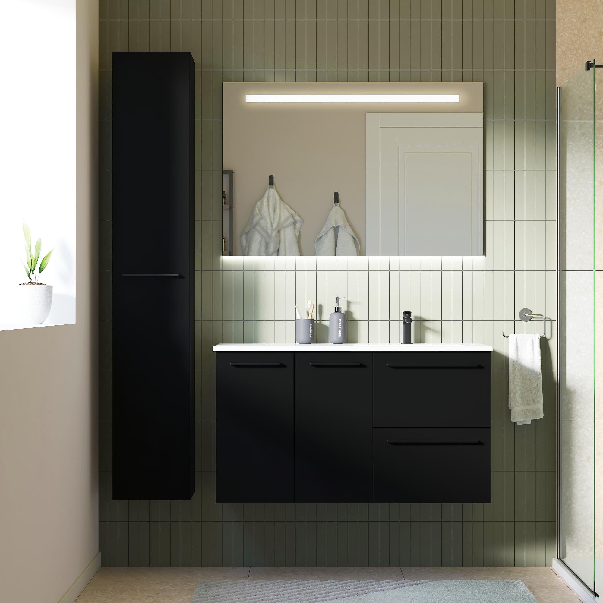Drzwi do mebli łazienkowych Remix Black Mat 30 x 173 Sensea - 3