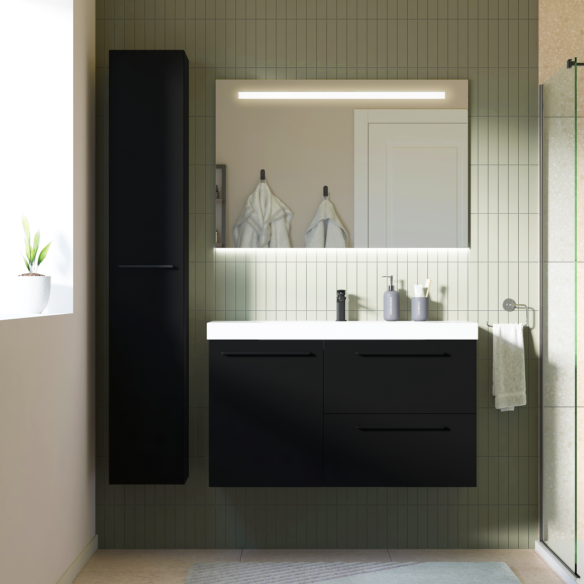 Drzwi do mebli łazienkowych Remix Black Mat 30 x 173 Sensea - 14