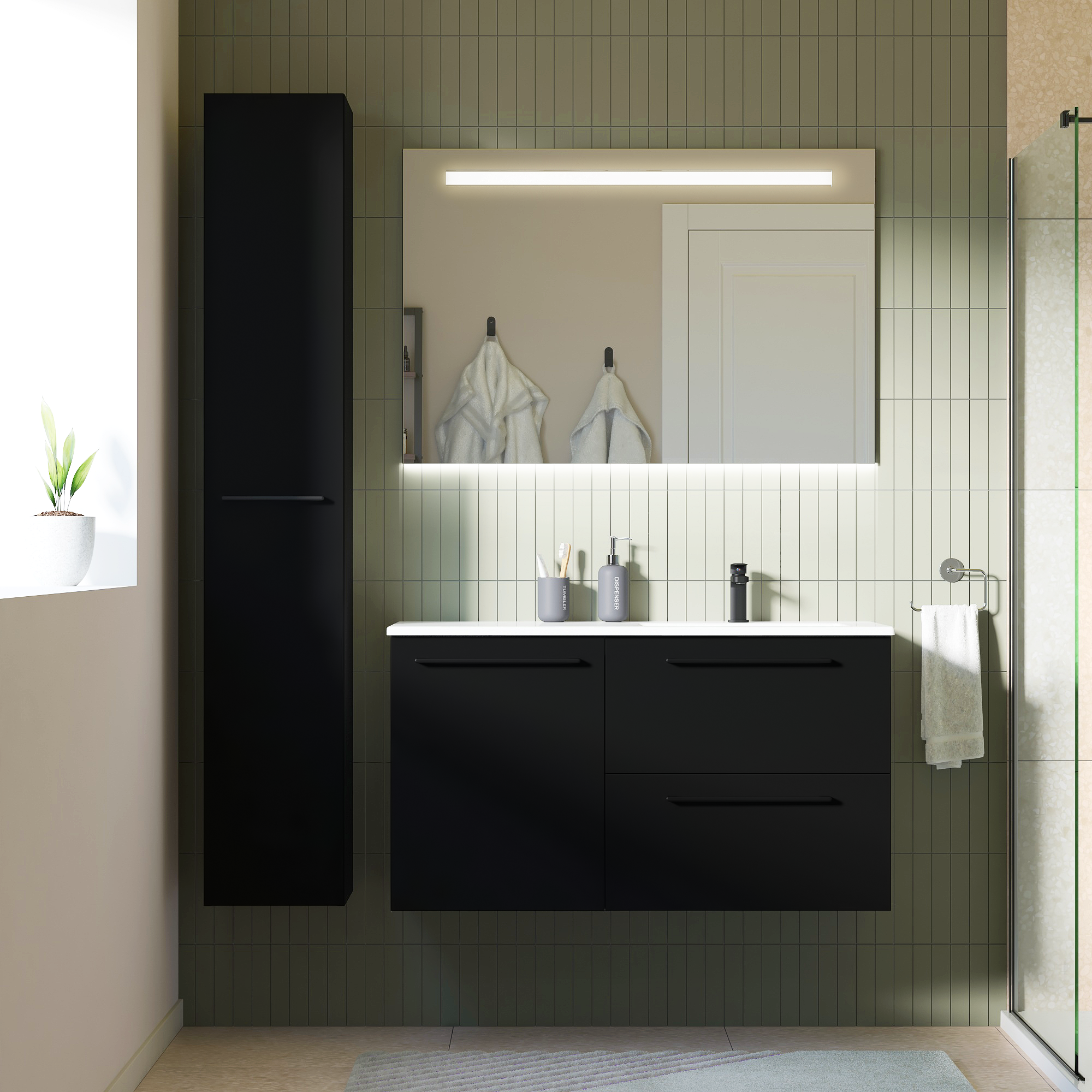 Drzwi do mebli łazienkowych Remix Black Mat 30 x 173 Sensea - 12