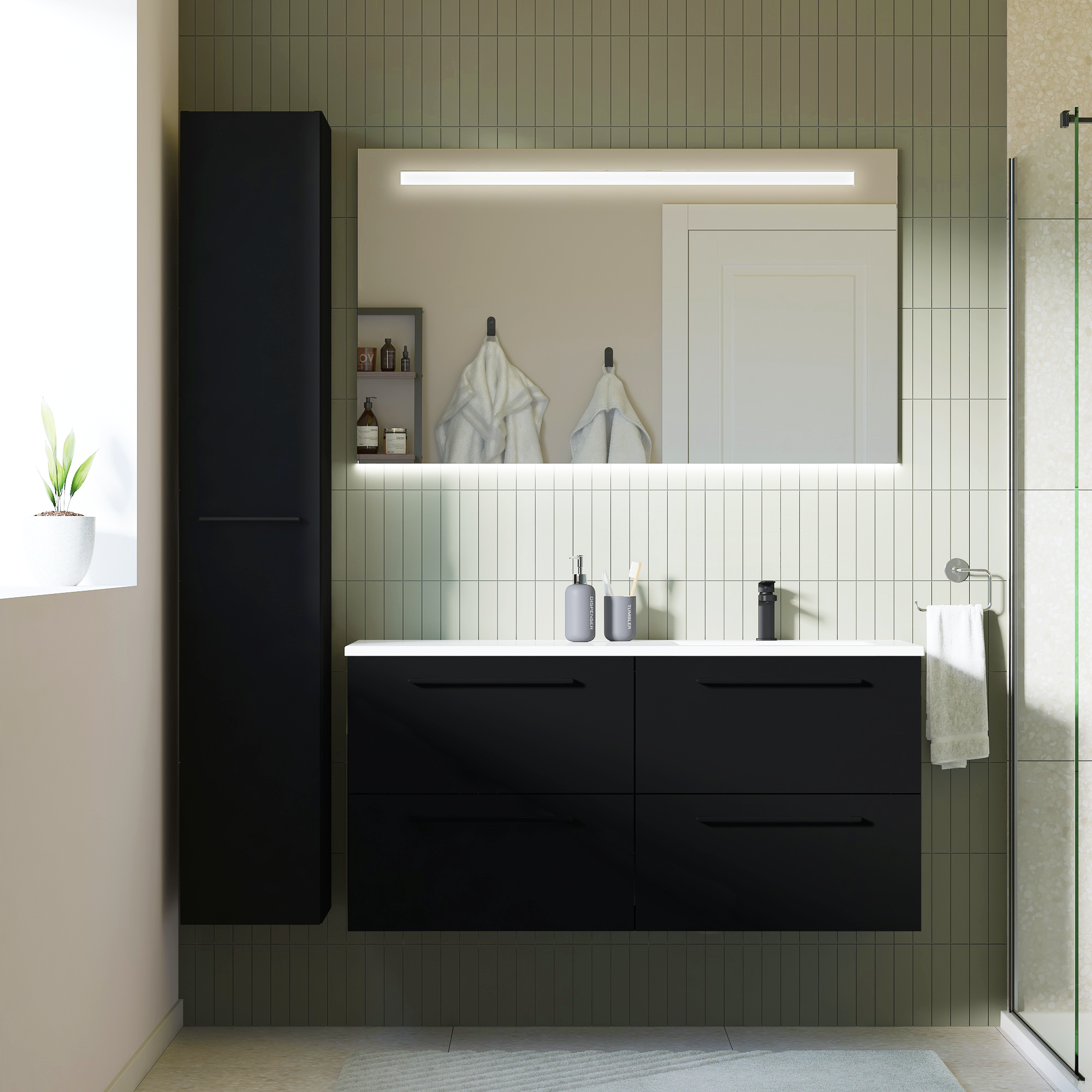 Drzwi do mebli łazienkowych Remix Black Mat 30 x 173 Sensea - 10