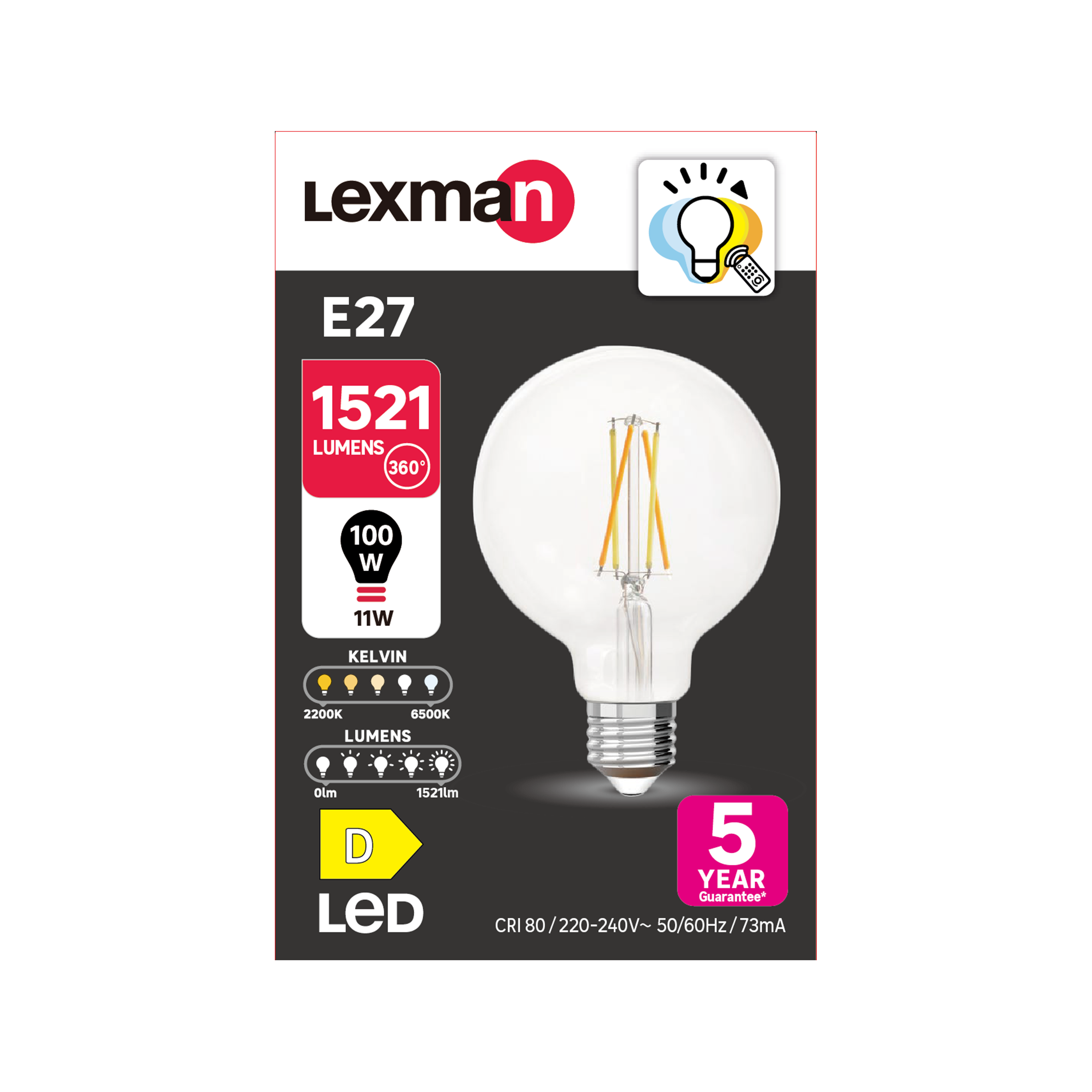 Lâmpada led filamentos G95 1521 lm E27 - 5