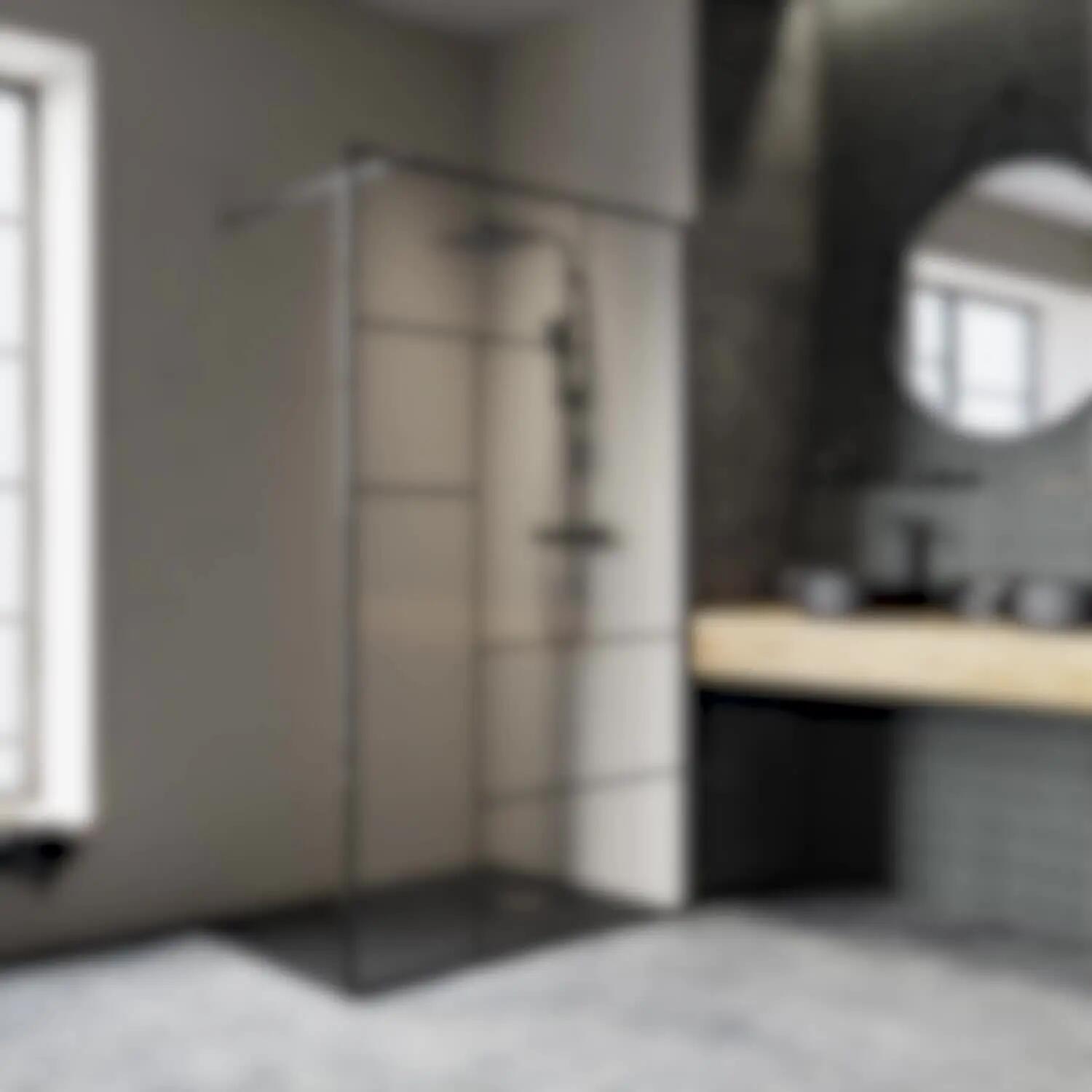 Paroi de douche industrielle verre transparent, l.100 cm, Ep.8 mm, noir Studio - 2